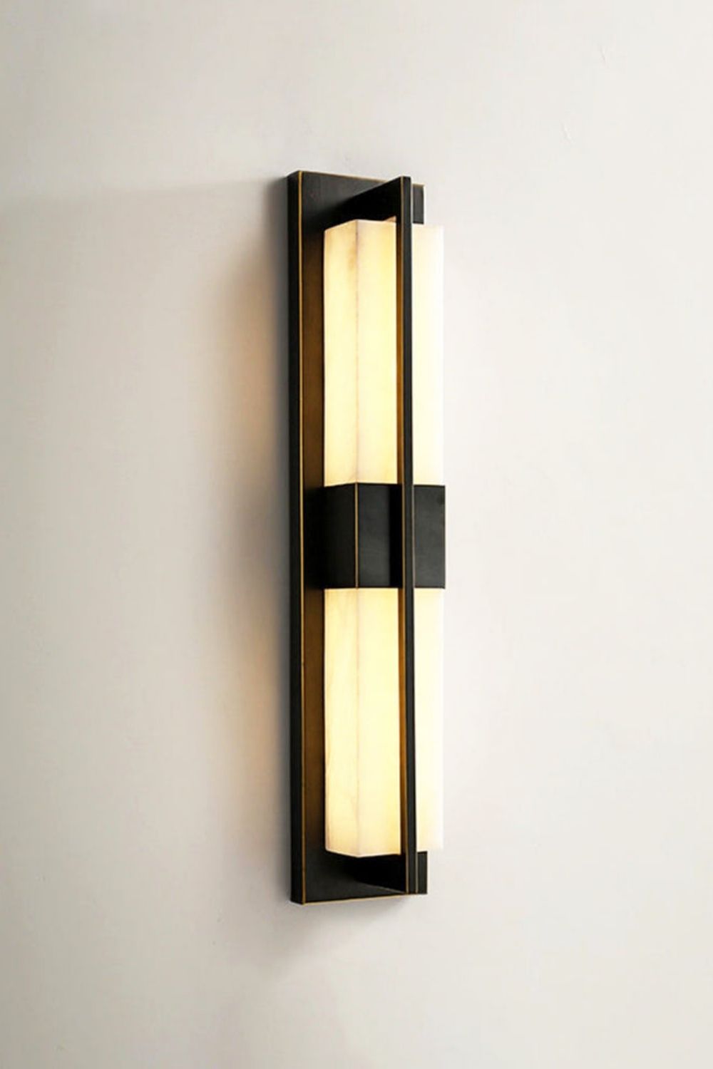 Rectangular Alabaster Brass Wall Lamp