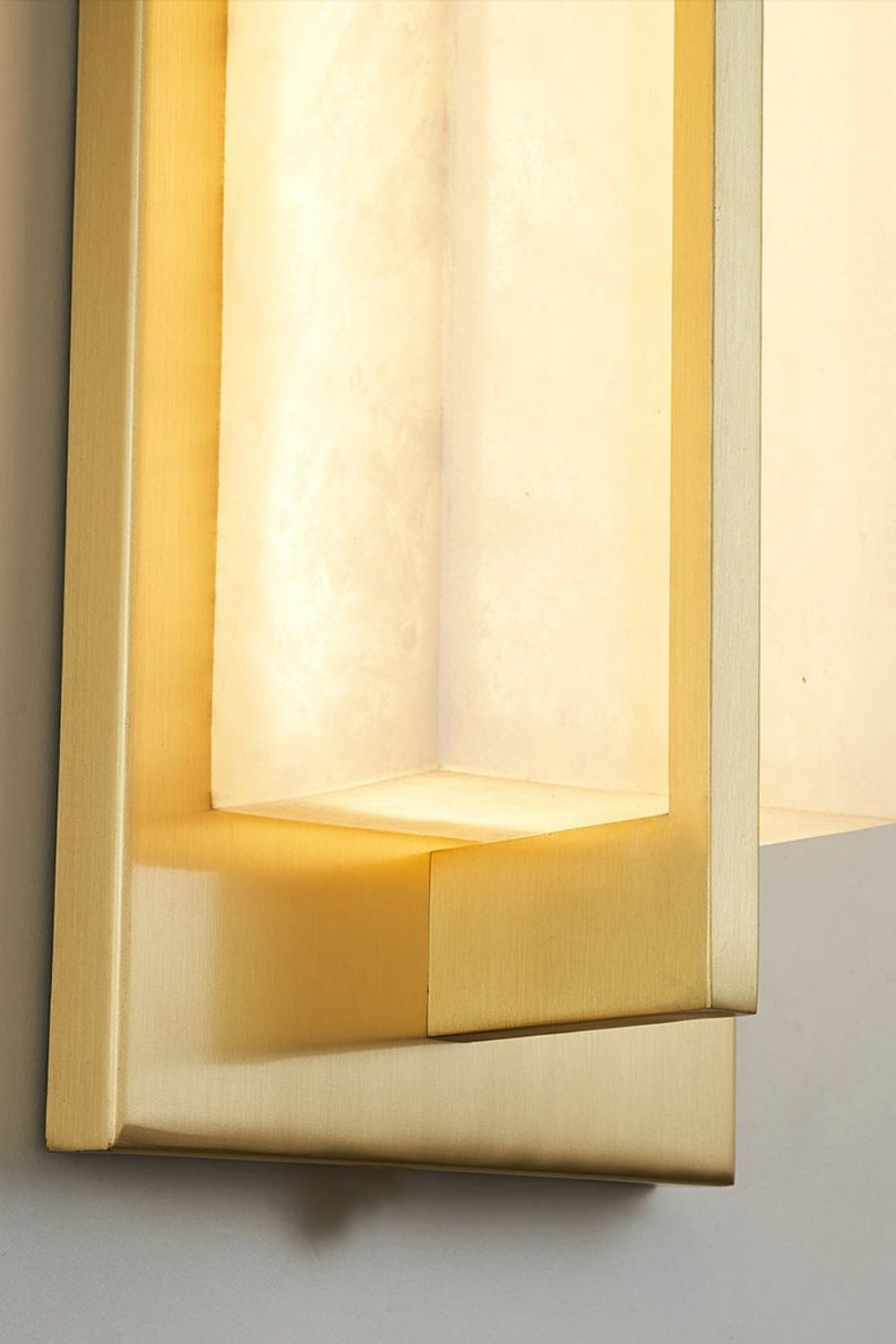 Rectangular Alabaster Brass Wall Lamp