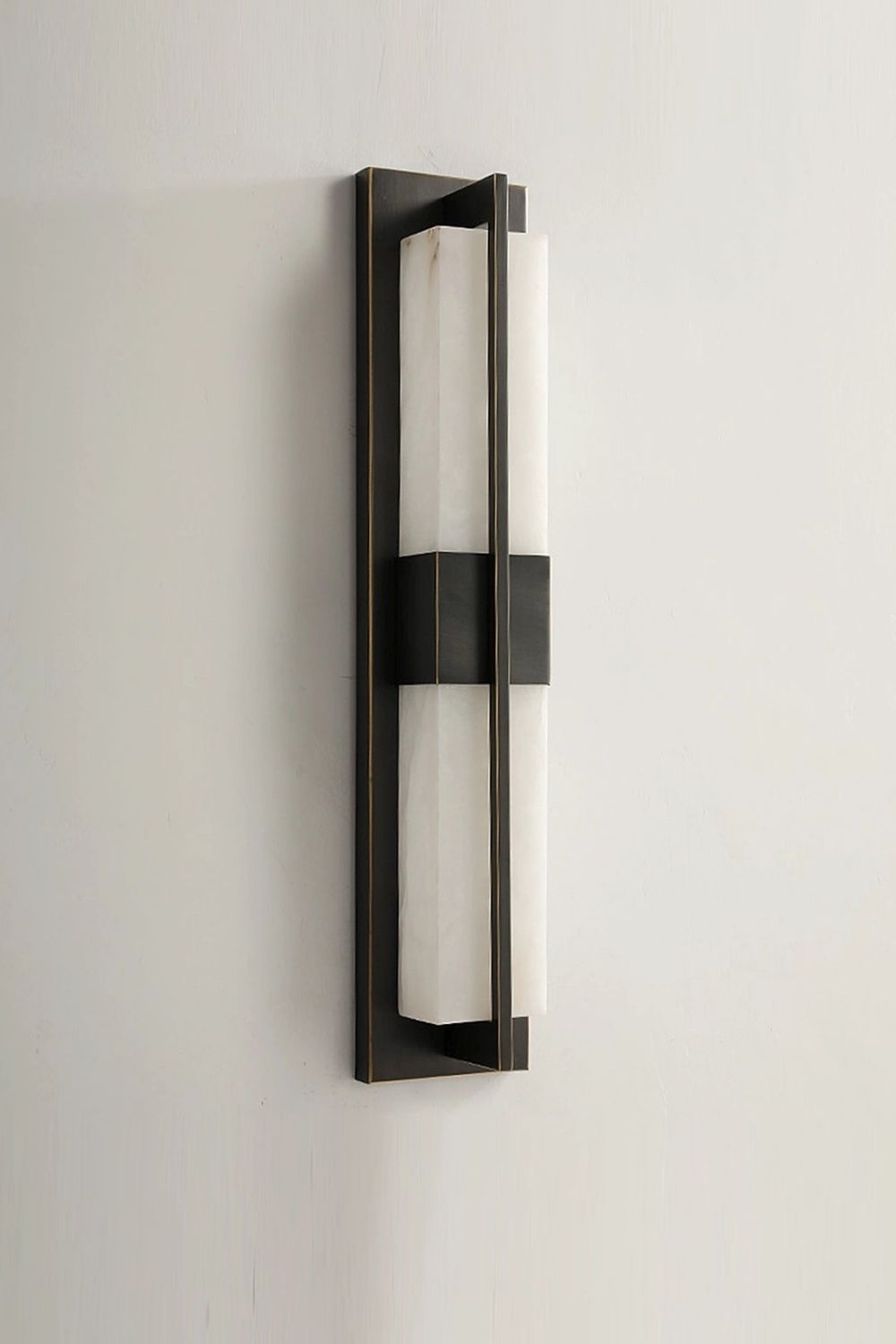 Rectangular Alabaster Brass Wall Lamp
