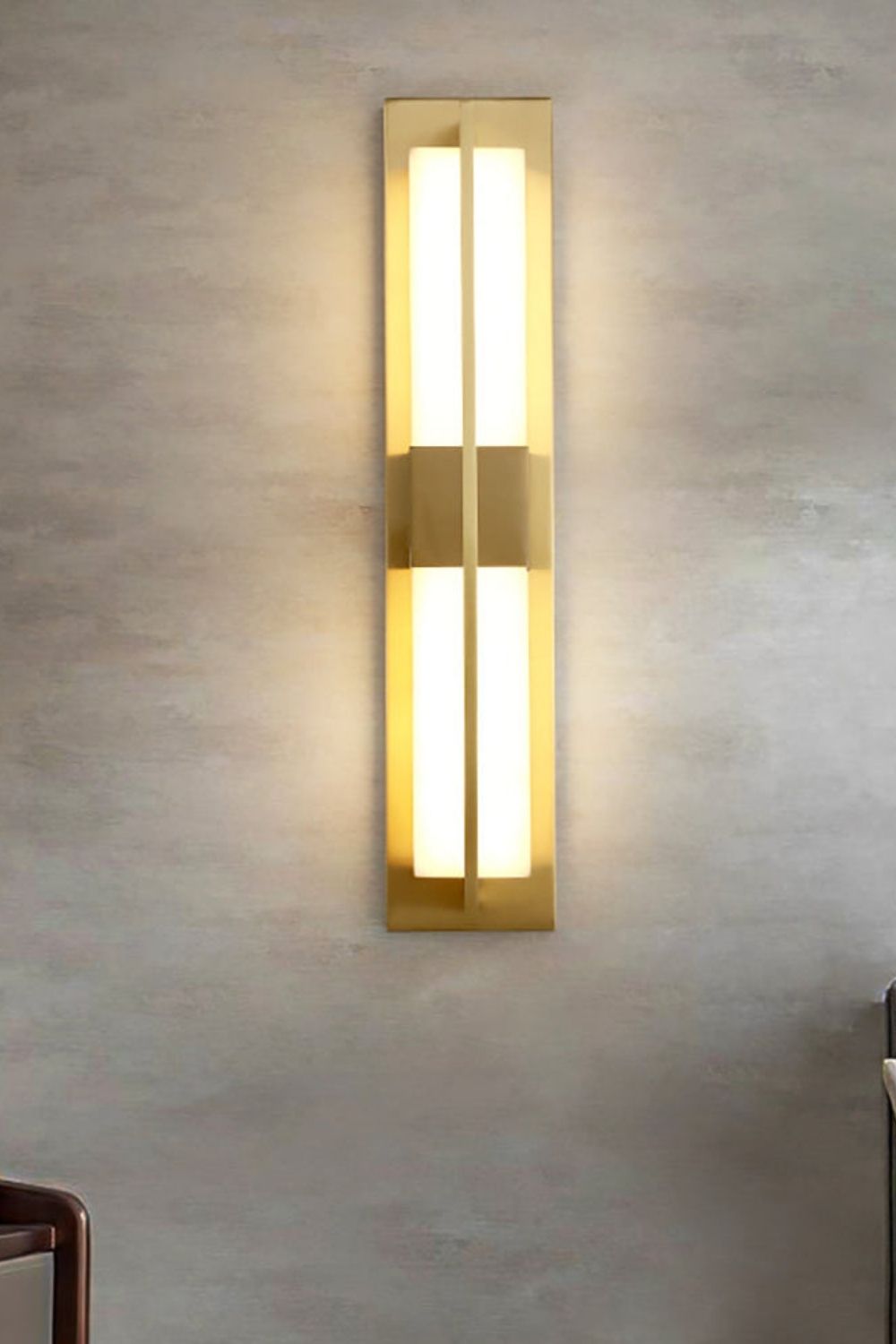 Rectangular Alabaster Brass Wall Lamp