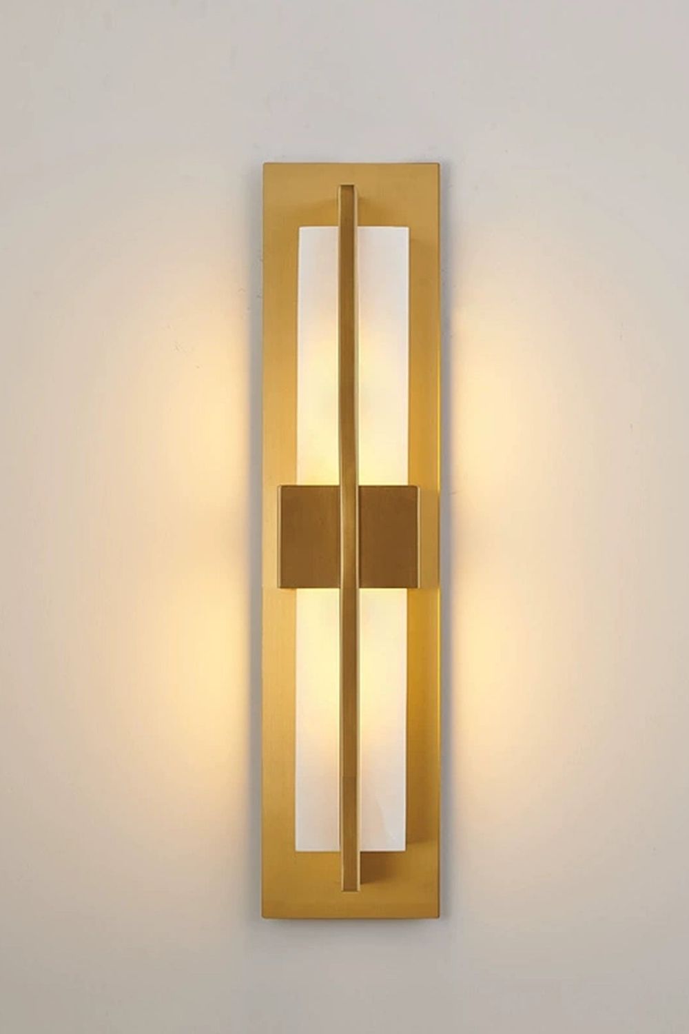 Rectangular Alabaster Brass Wall Lamp