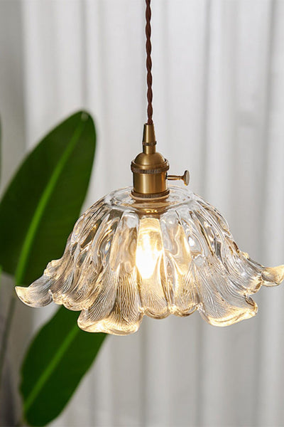 Retro Floral Glass Pendant Lamp