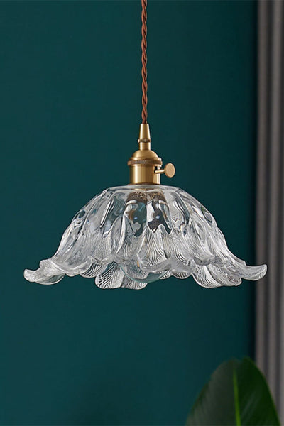 Retro Floral Glass Pendant Lamp