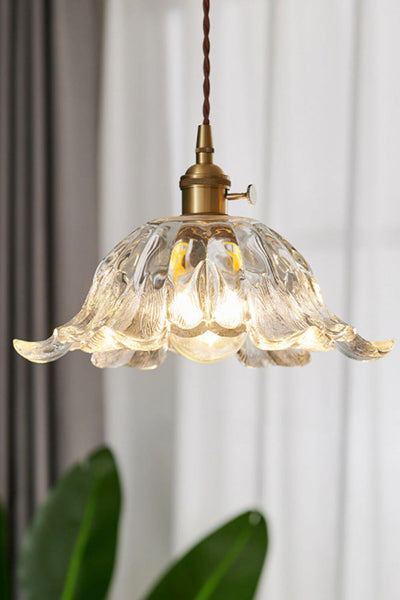 Retro Floral Glass Pendant Lamp