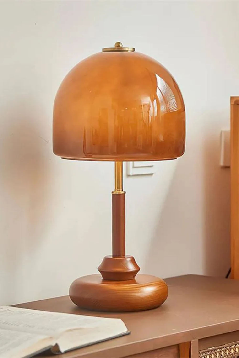 Vintage Glass Mushroom Table Lamp