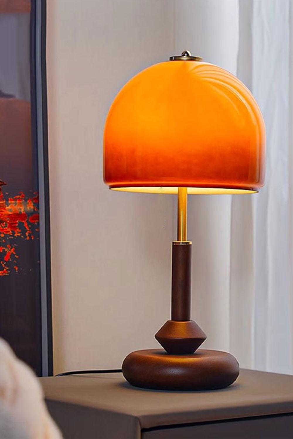 Vintage Glass Mushroom Table Lamp