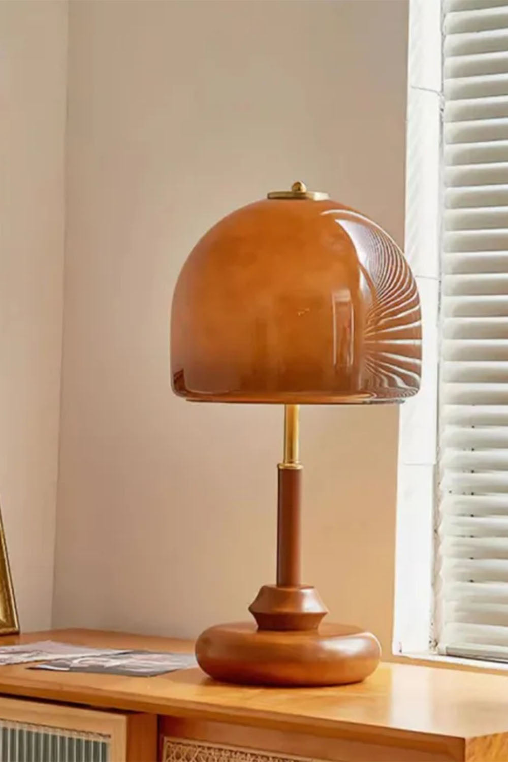 Vintage Glass Mushroom Table Lamp