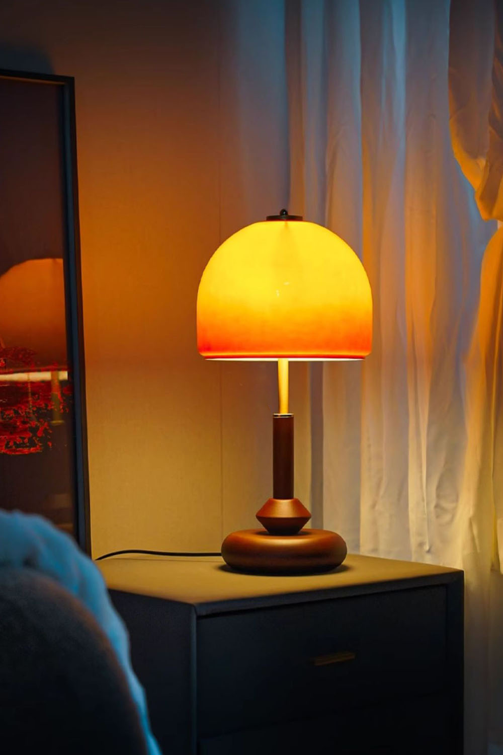 Vintage Glass Mushroom Table Lamp