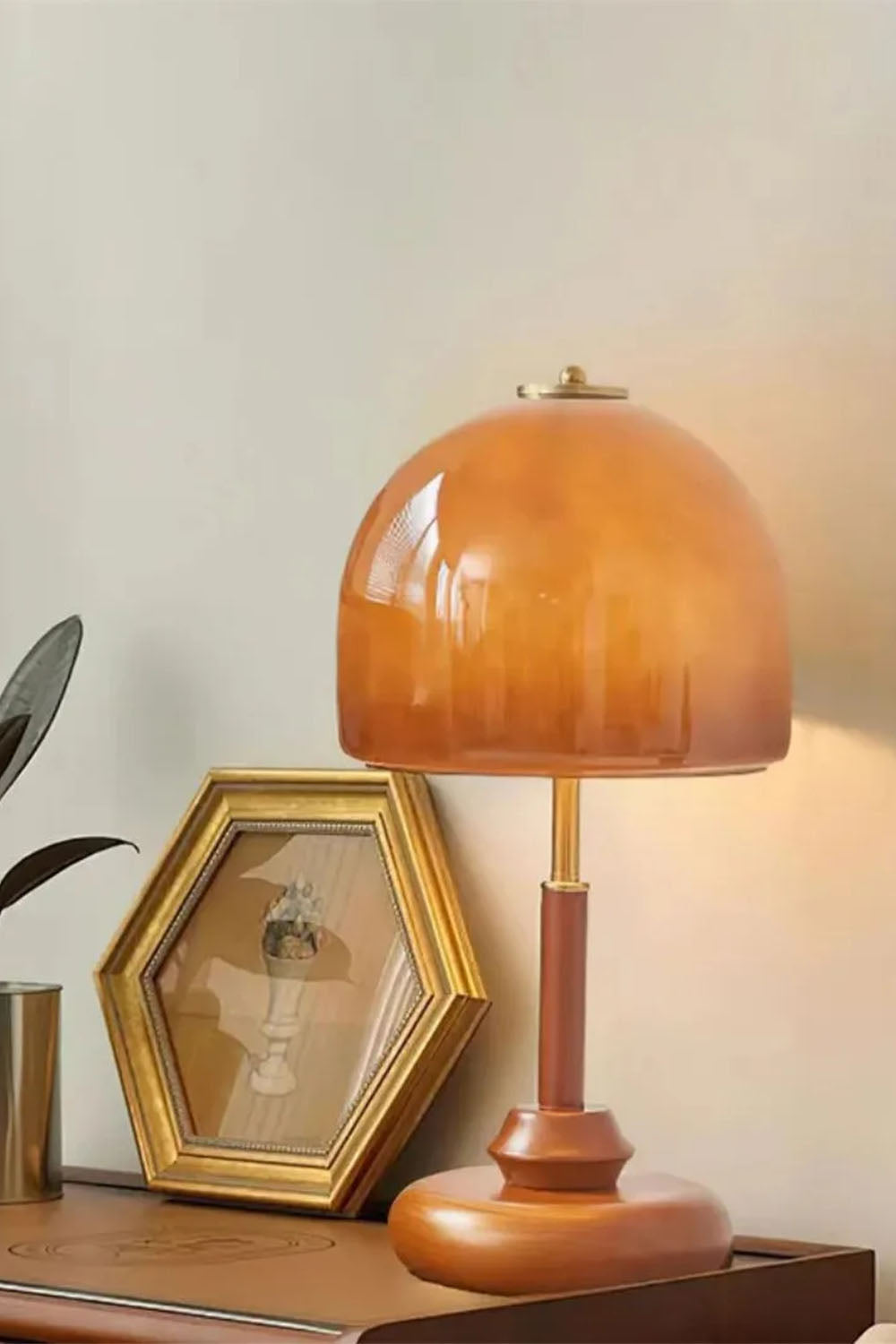 Vintage Glass Mushroom Table Lamp