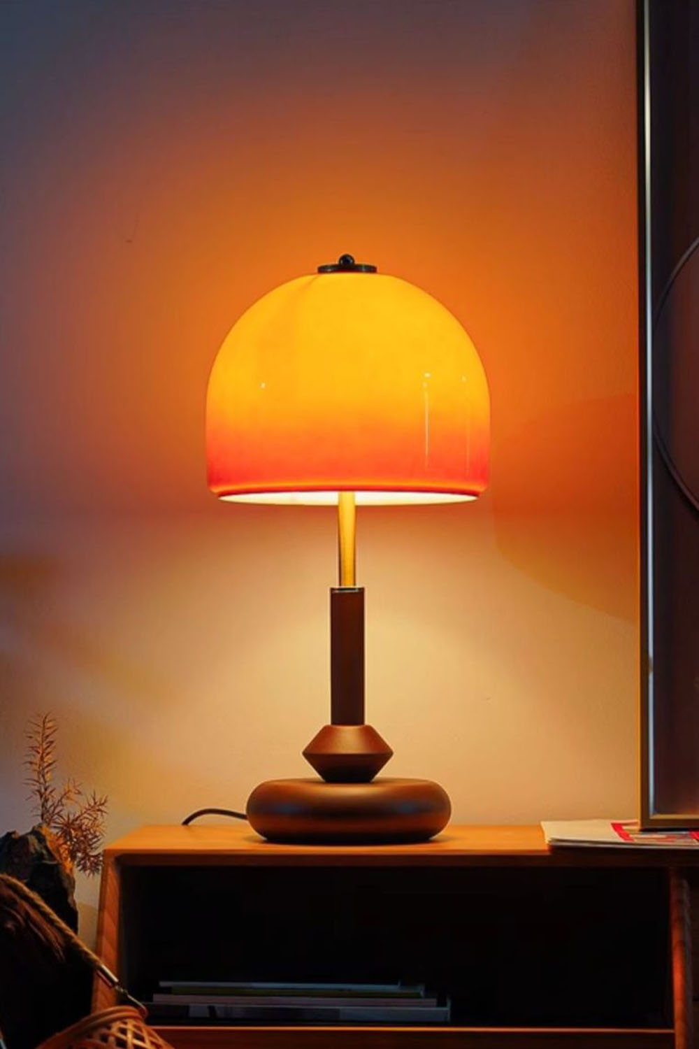 Vintage Glass Mushroom Table Lamp