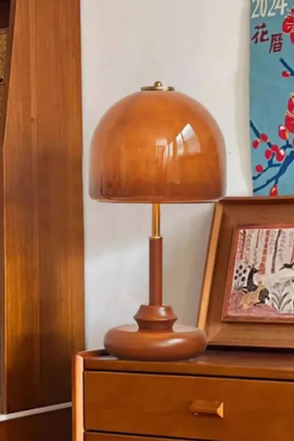 Vintage Glass Mushroom Table Lamp