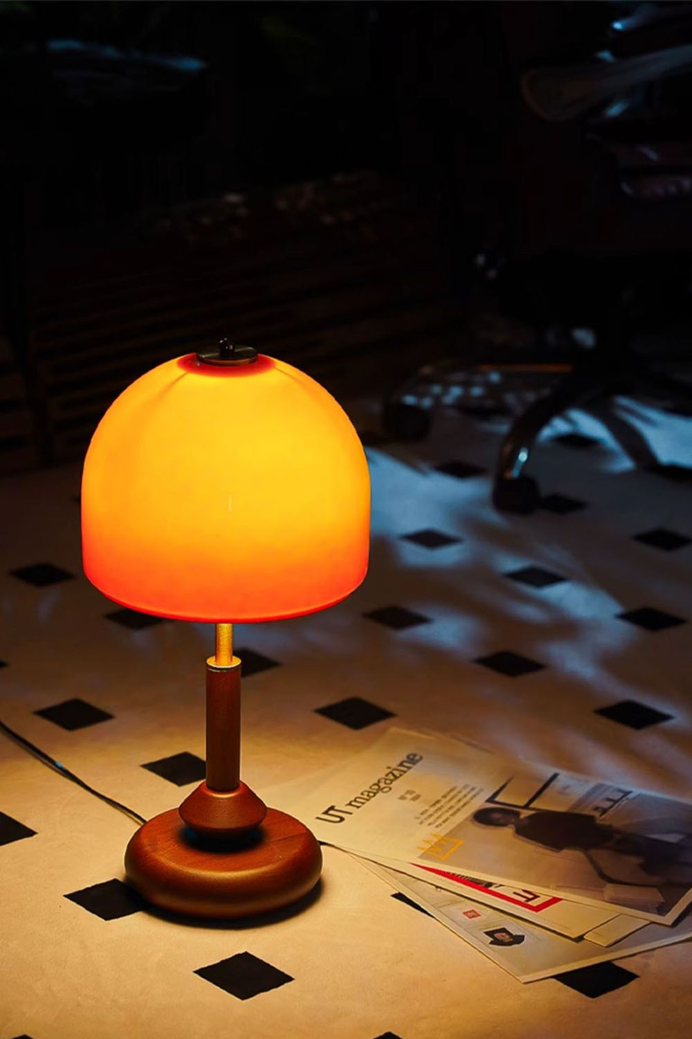 Vintage Glass Mushroom Table Lamp