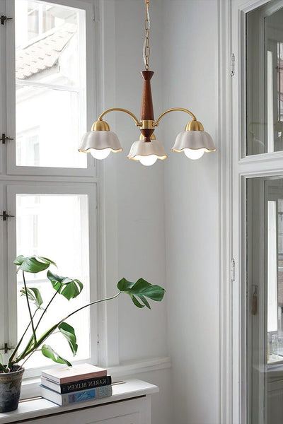 Retro Tulip Brass Chandelier