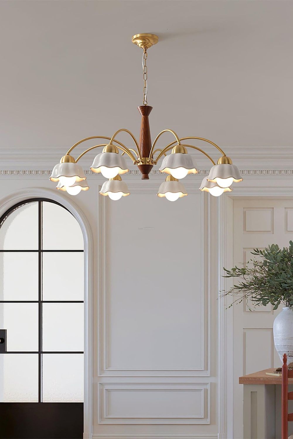 Retro Tulip Brass Chandelier