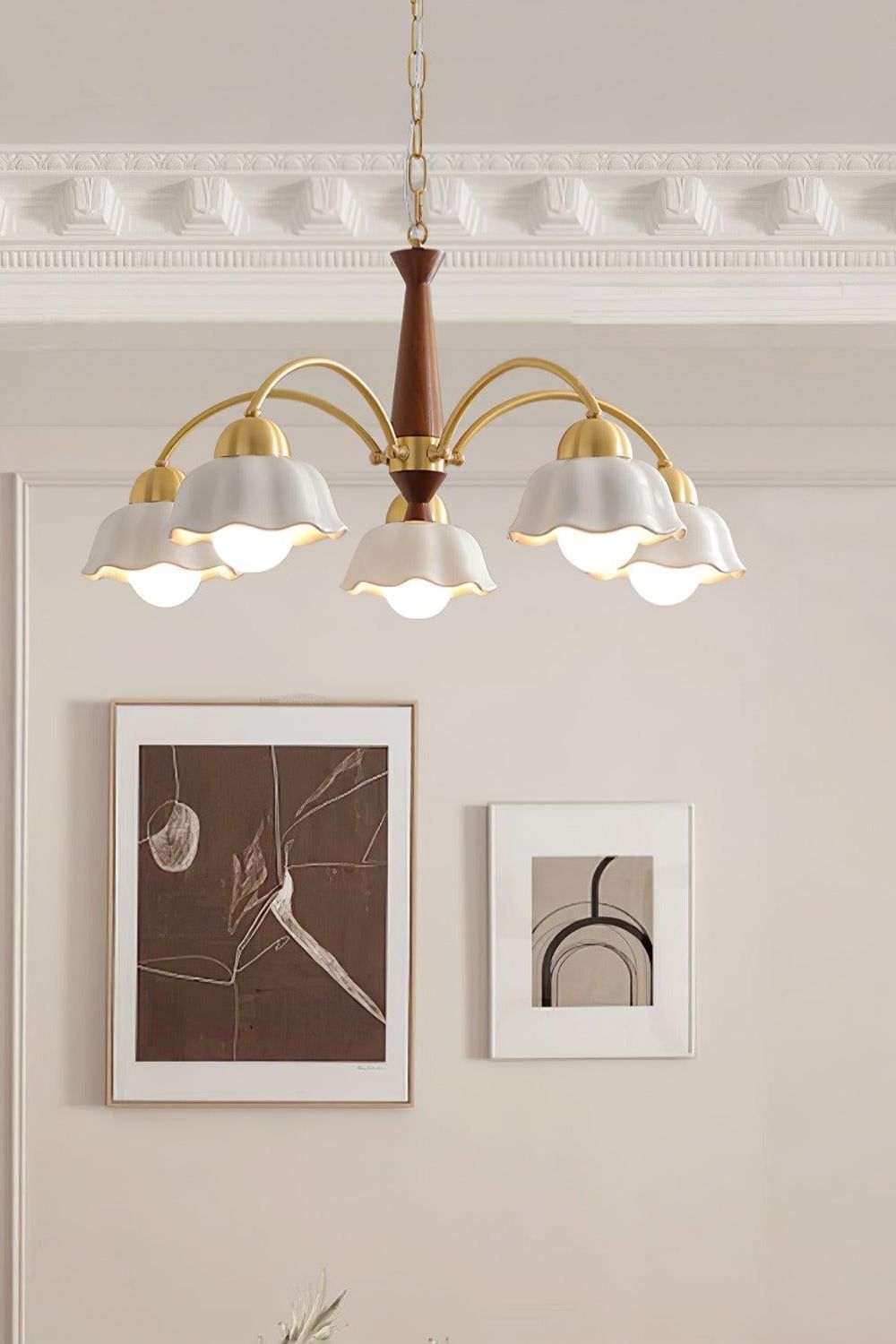 Retro Tulip Brass Chandelier