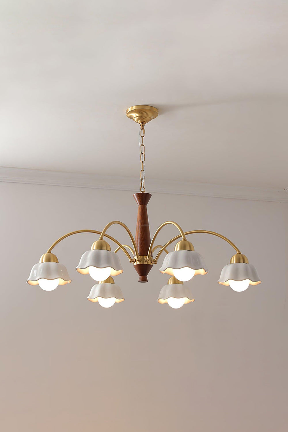 Retro Tulip Brass Chandelier