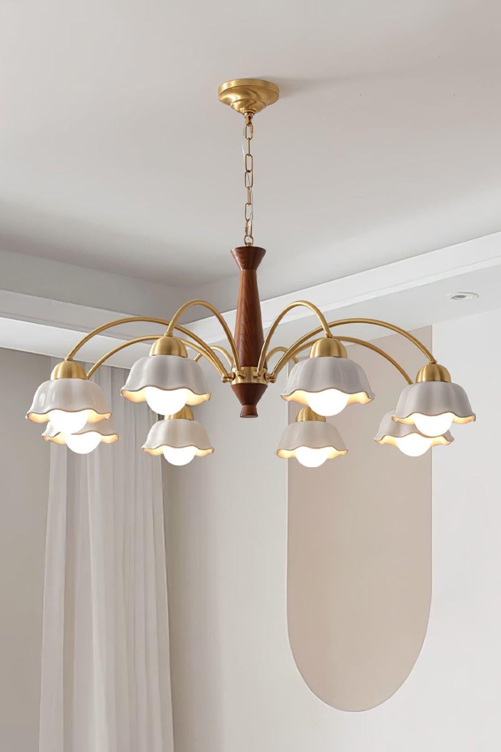 Retro Tulip Brass Chandelier