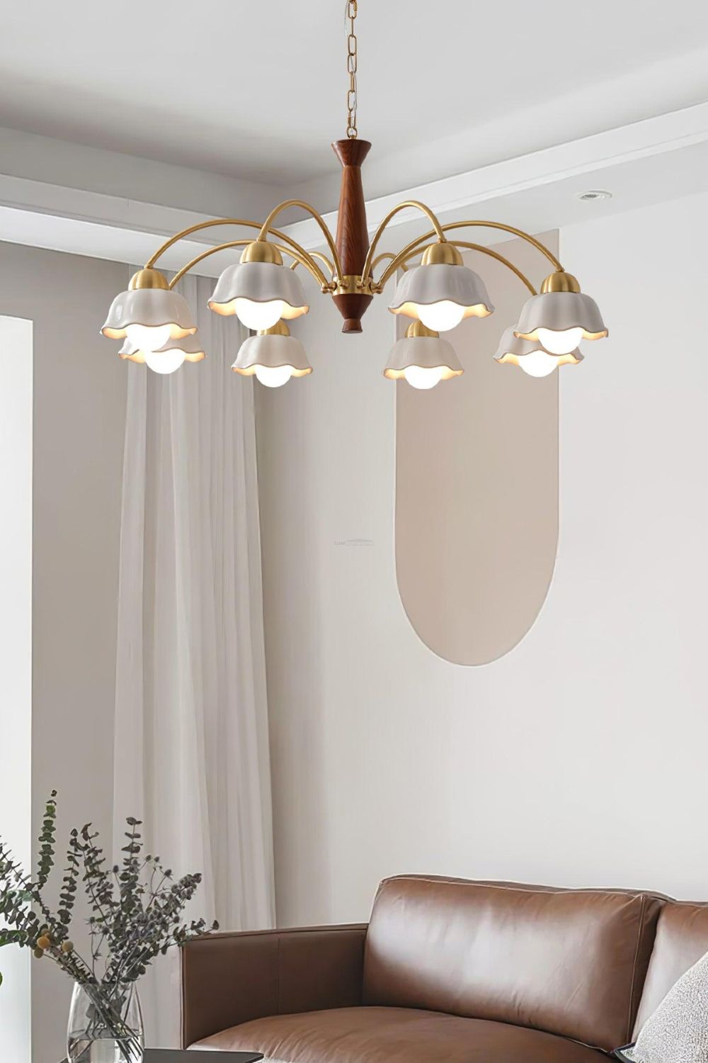 Retro Tulip Brass Chandelier