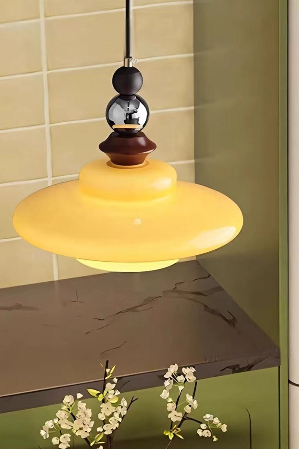 Retro UFO Glass Pendant Lamp