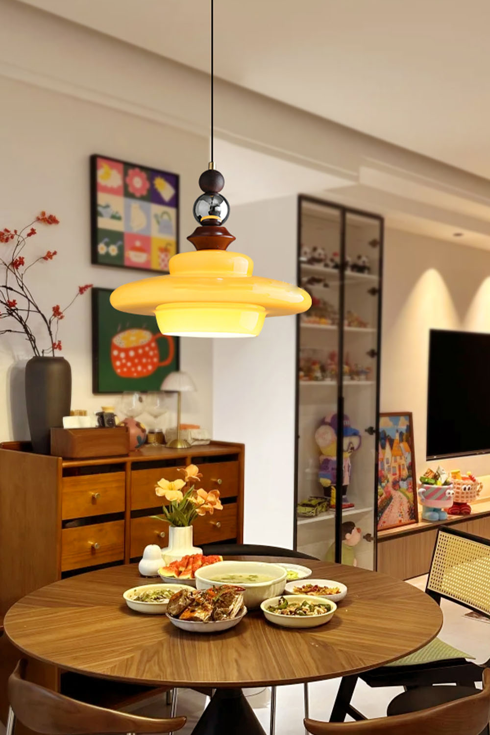 Retro UFO Glass Pendant Lamp