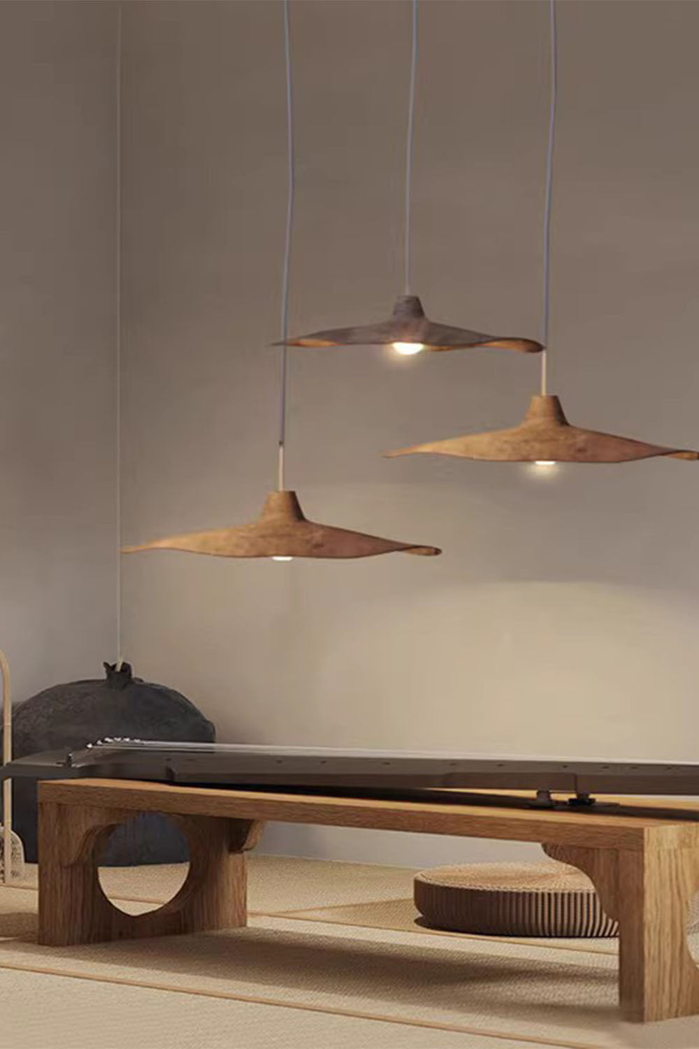 Retro Wabi-Sabi Lotus Leaf Pendant Light