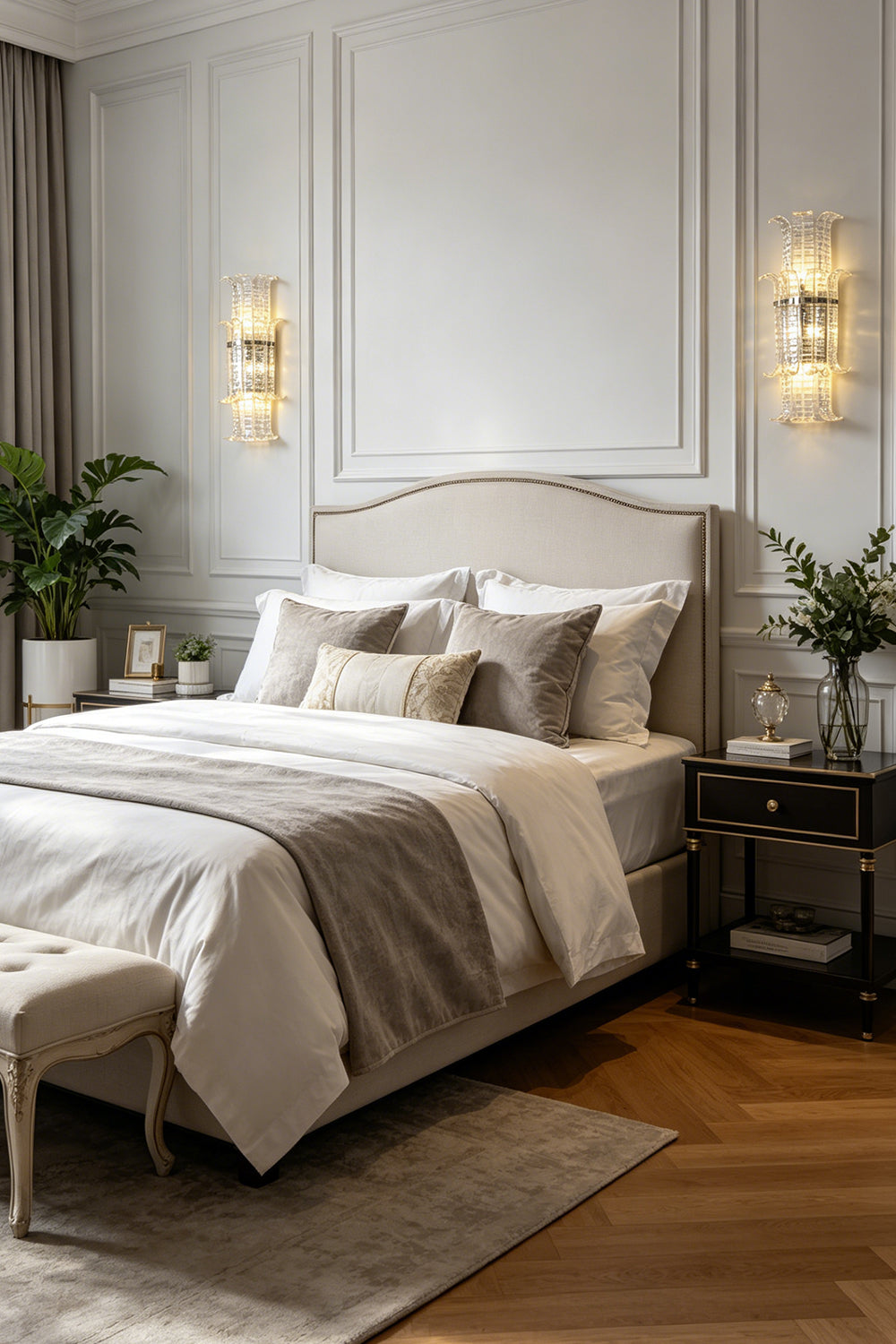 Ribbed Glass Ribbon Wall Light for Bedroom | Samu Lamp