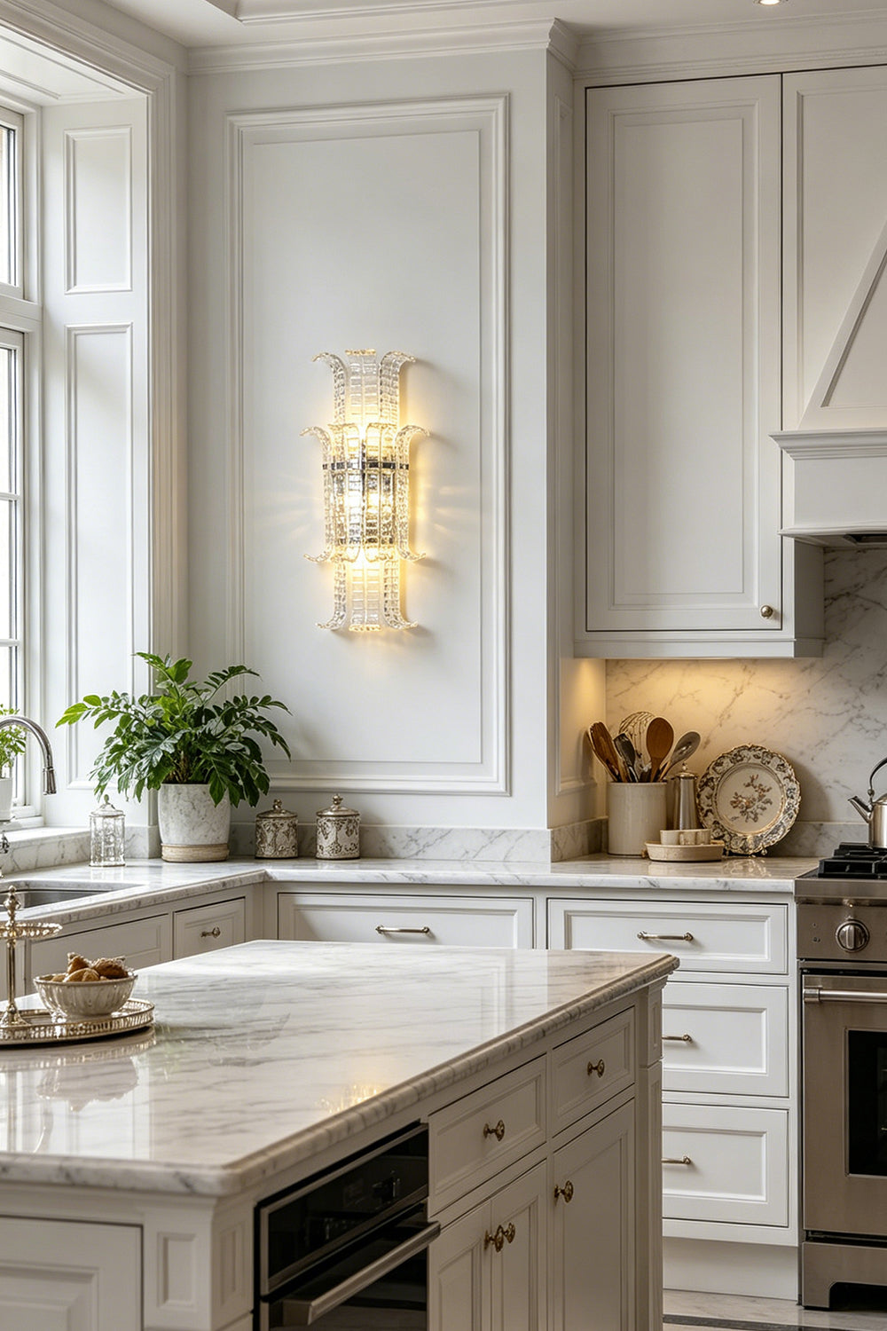 Ribbed Glass Ribbon Wall Light for Kitchen | Samu Lamp