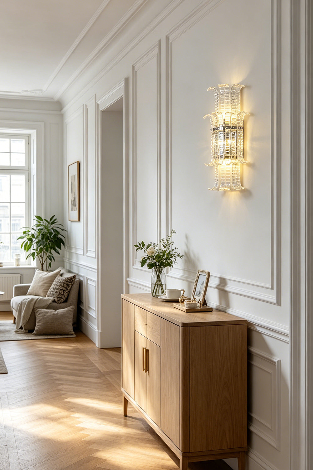 Ribbed Glass Ribbon Wall Light for Hallway | Samu Lamp