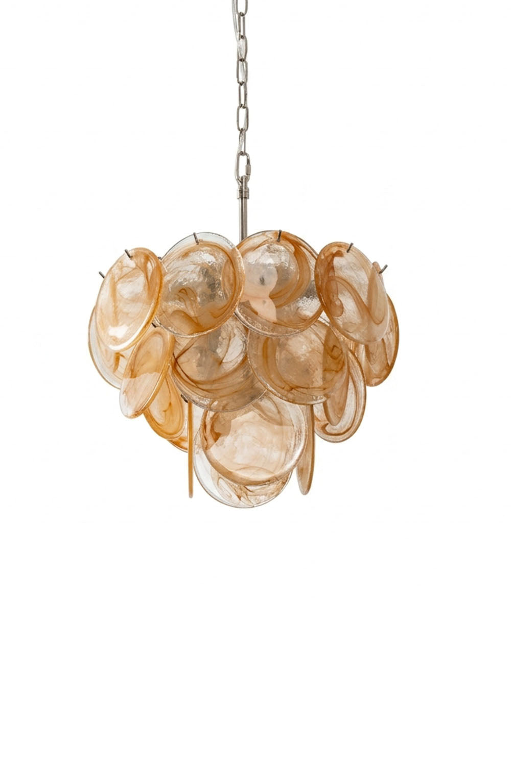 Romilly Layered Glass Disc Chandelier featuring layered glass discs for unique illumination.