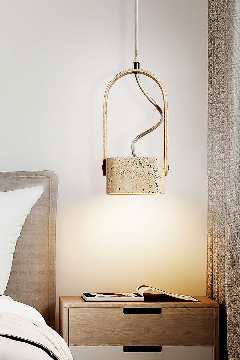 Rotating Travertine Lantern Pendant