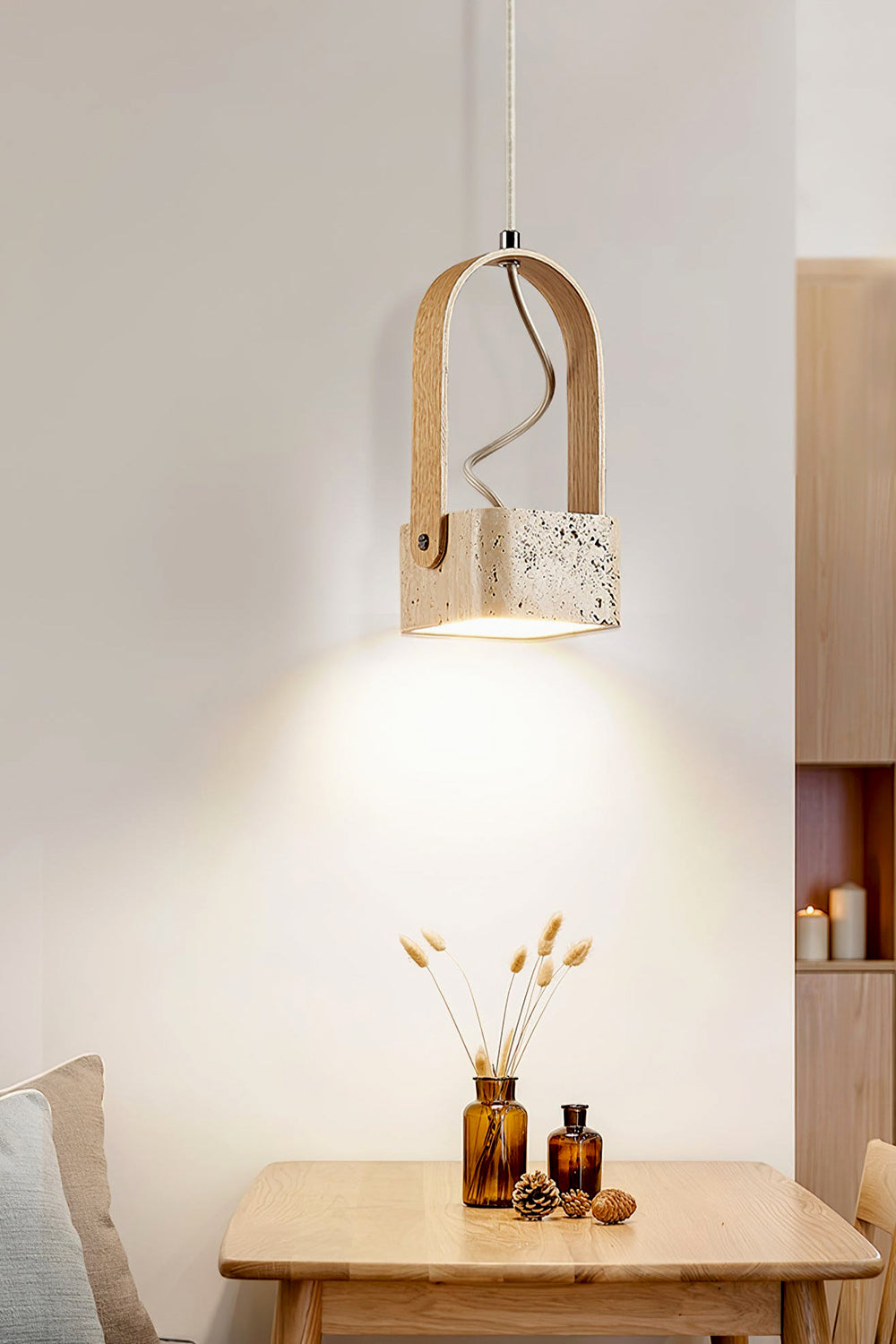 Rotating Travertine Lantern Pendant