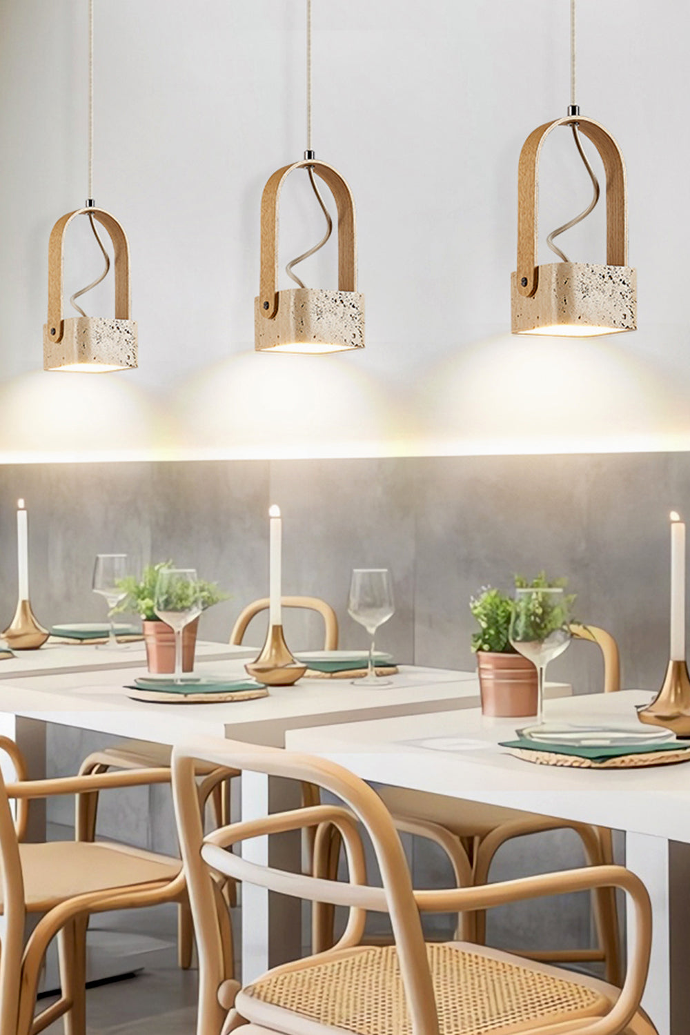 Rotating Travertine Lantern Pendant