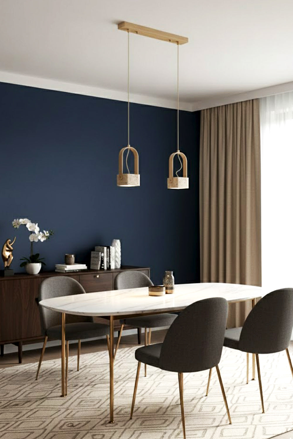 Rotating Travertine Lantern Pendant