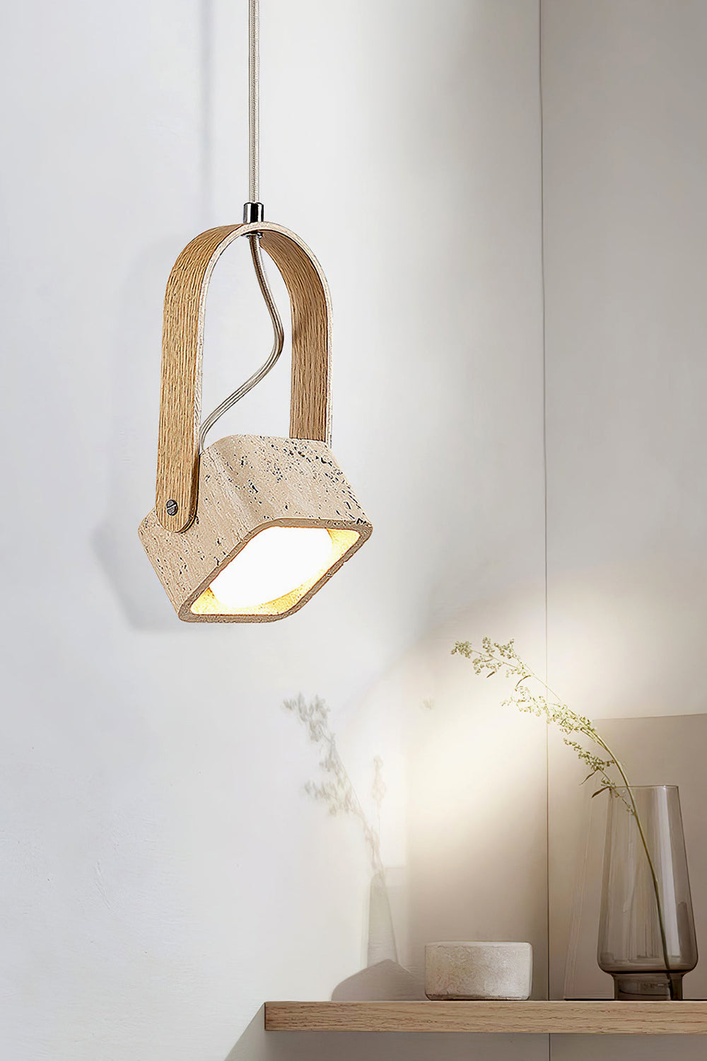 Rotating Travertine Lantern Pendant