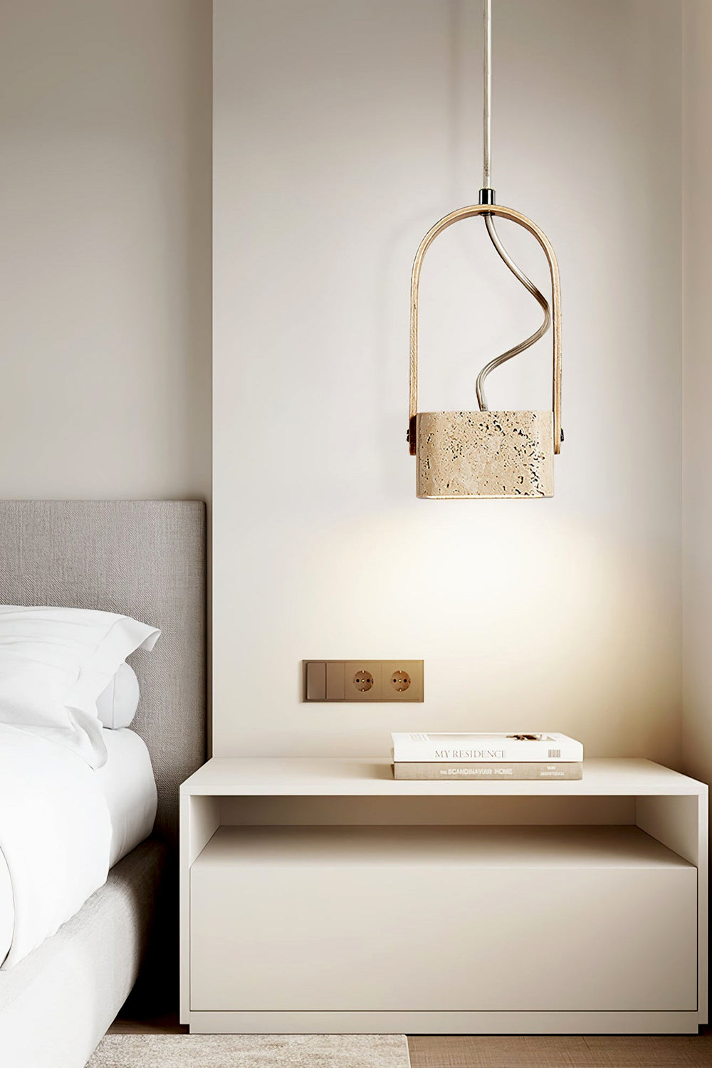 Rotating Travertine Lantern Pendant