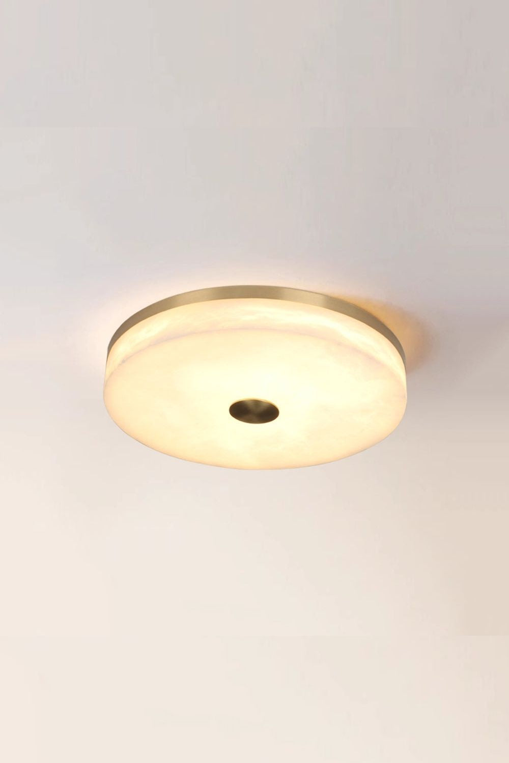 Round Alabaster Brass Ceiling Light