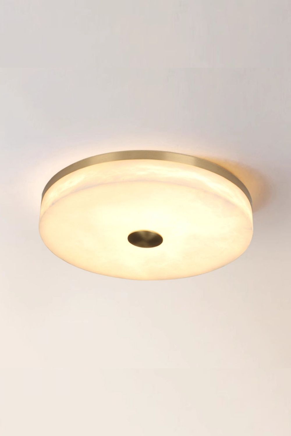 Round Alabaster Brass Ceiling Light