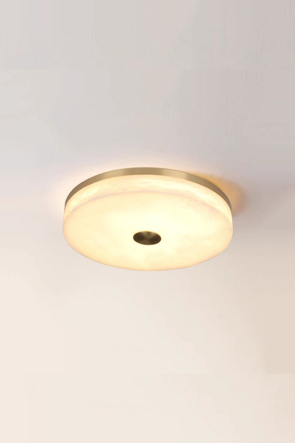 Round Alabaster Brass Ceiling Light
