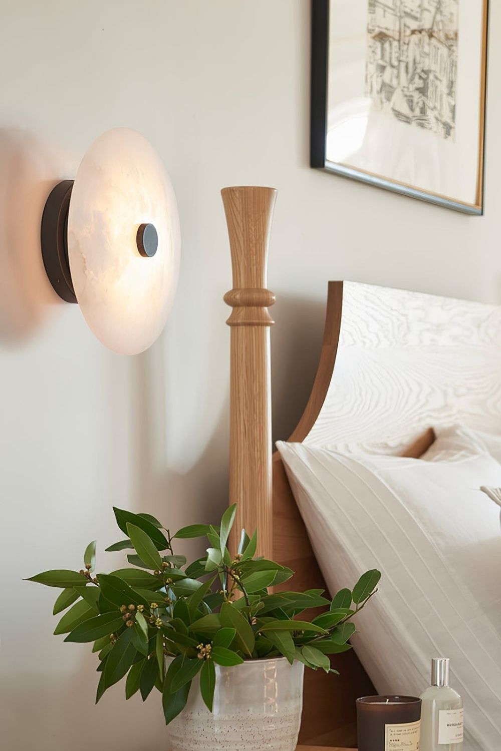 Round Ankeny Alabaster Ceiling Lamp