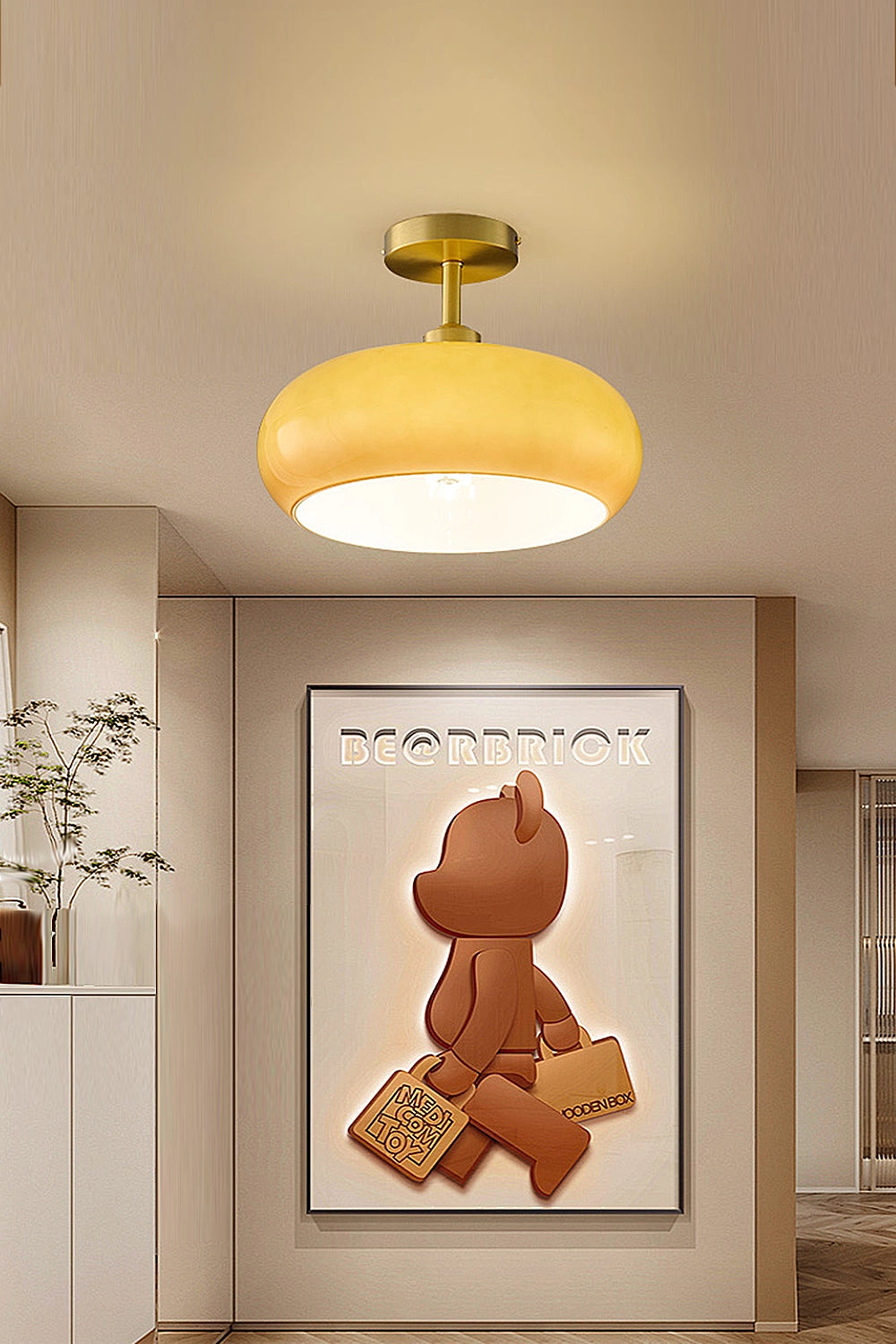 Round Flush Mount Glass Ceiling Light