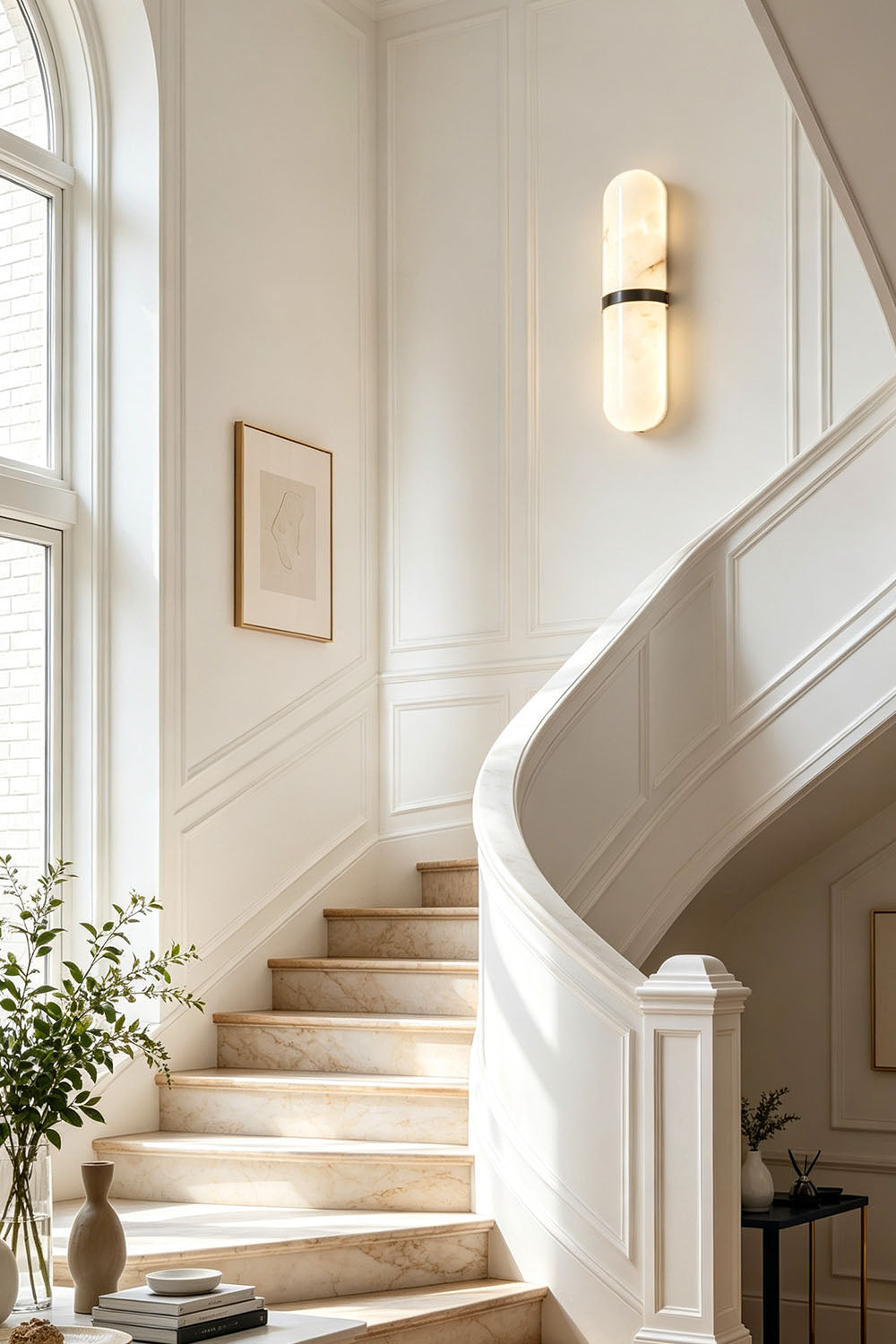 Sabine Capsule Alabaster Wall Sconce - view 4 | SamuLighting