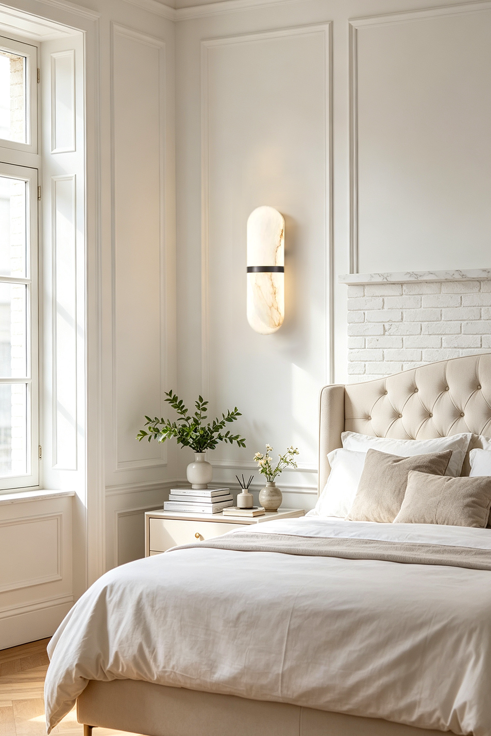 Sabine Capsule Alabaster Wall Sconce - view 5 | SamuLighting