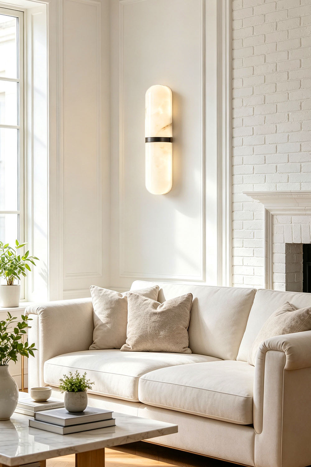 Sabine Capsule Alabaster Wall Sconce