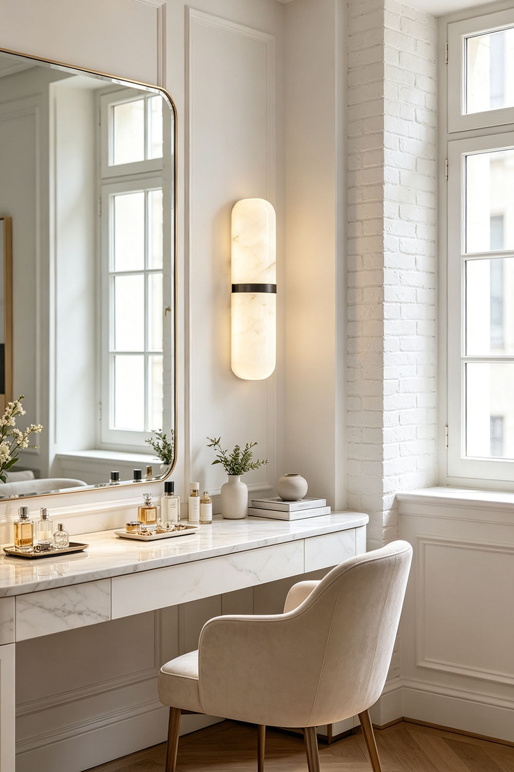 Sabine Capsule Alabaster Wall Sconce - view 3 | SamuLighting