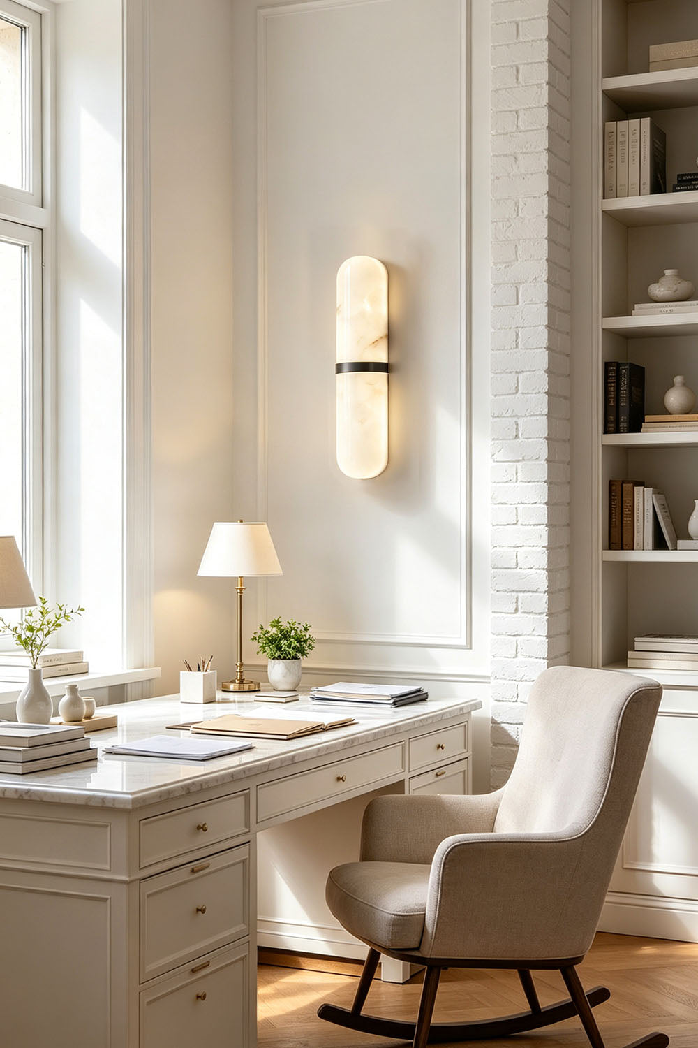 Sabine Capsule Alabaster Wall Sconce - view 7 | SamuLighting