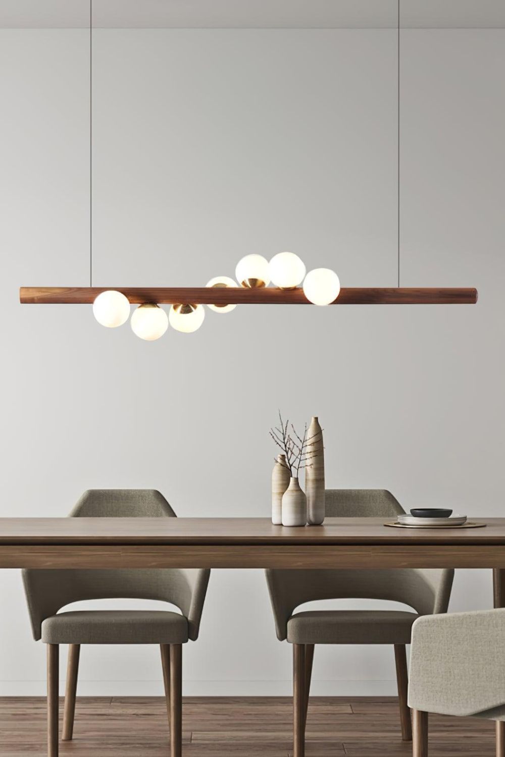 Scandinavian Linear Wooden Pendant Lamp