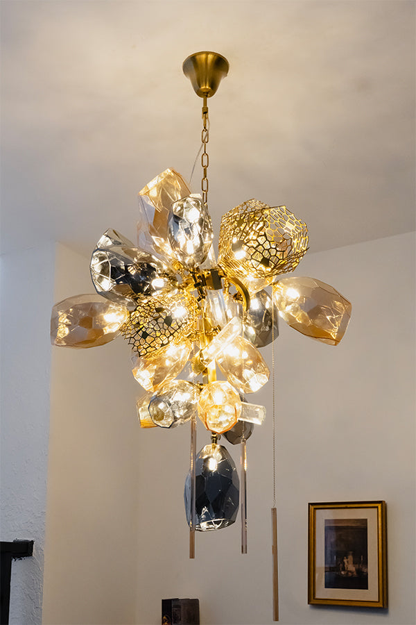 Sculptural Glass Cluster Chandelier