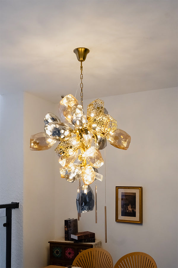 Sculptural Glass Cluster Chandelier