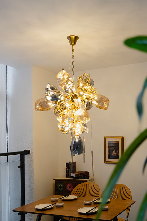 Sculptural Glass Cluster Chandelier