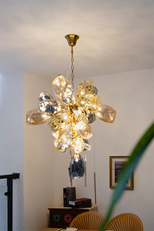 Sculptural Glass Cluster Chandelier